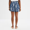 Short large crêpe avec pampilles bleu marine femme