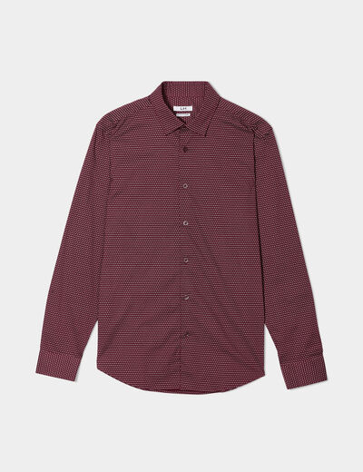 Chemise ajustée col français prune homme