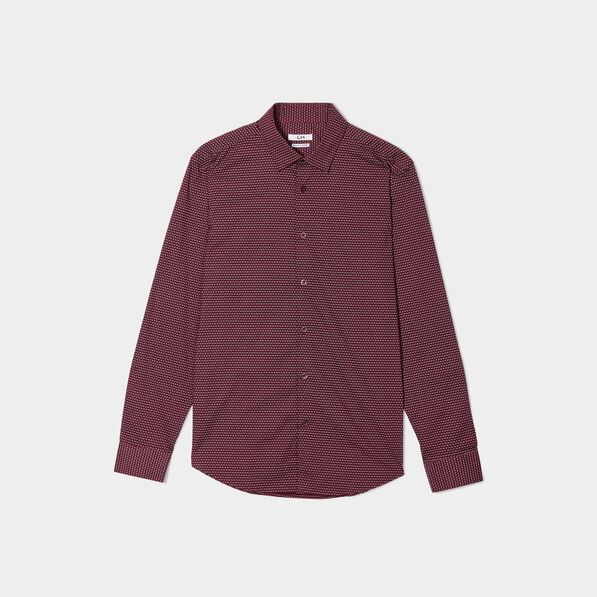Chemise ajustée col français prune homme