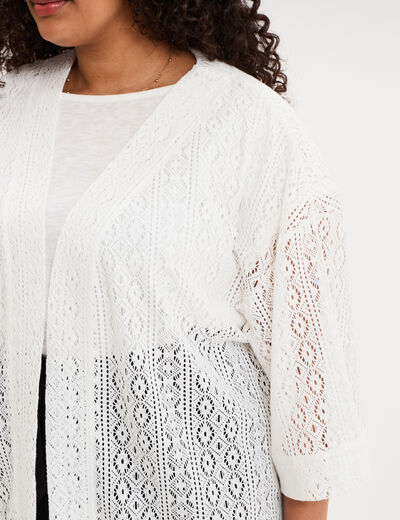 Gilet oversize effet dentelle blanc femme grande taille