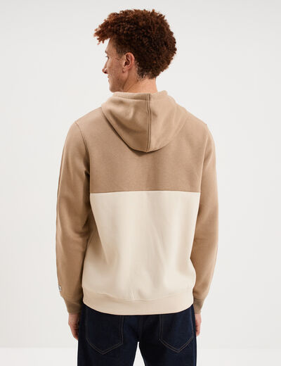 Sweat hoodie &agrave; capuche molleton taupe homme