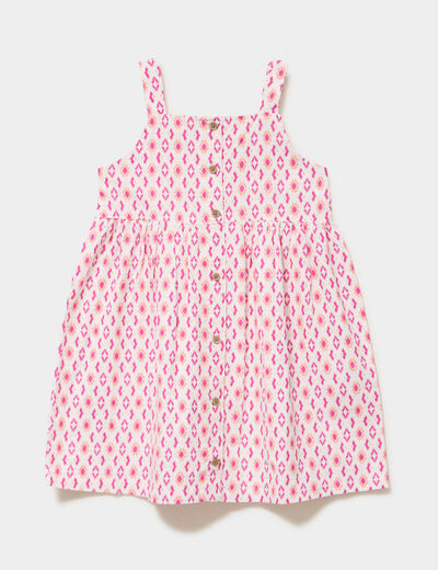 Robe &agrave; fines bretelles coton boutonn&eacute;e ecru fille