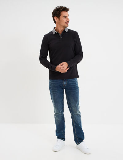 Polo manches longues coton majoritaire noir homme