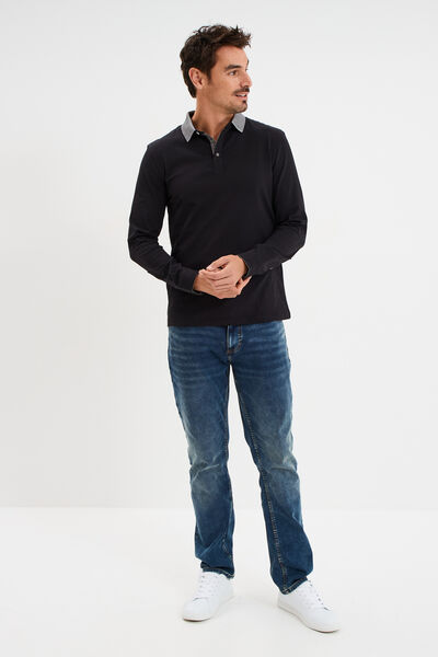 Polo manches longues coton majoritaire noir homme