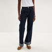 Jean droit bord revers 7/8&egrave;me denim brut femme