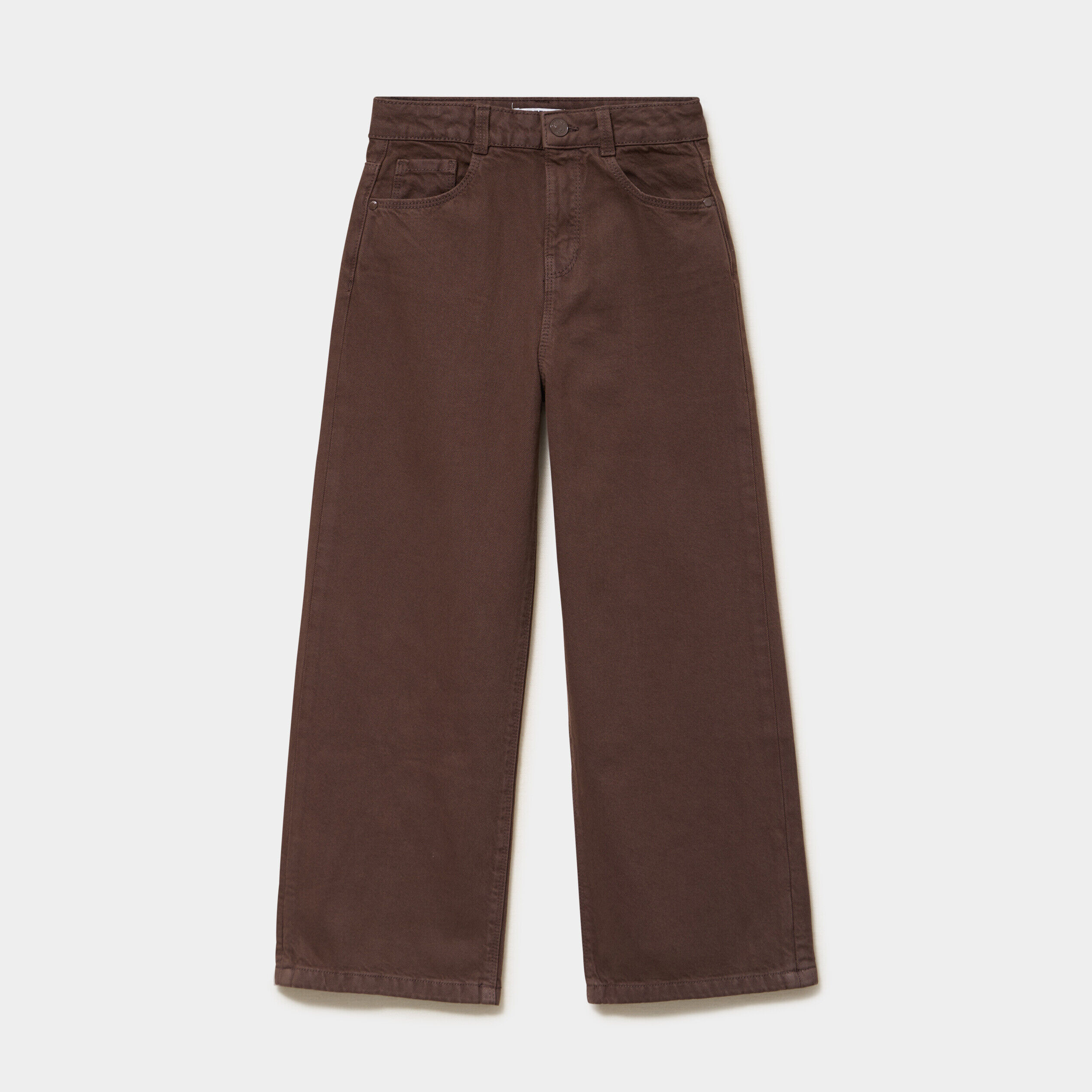 Pantalon coupe large 5 poches coton marron foncé fille CREEKS