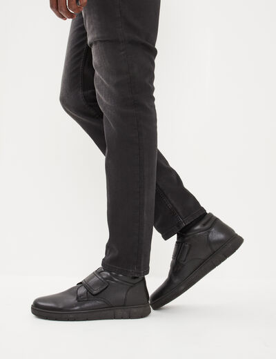 Boots à scratch en cuir noir homme