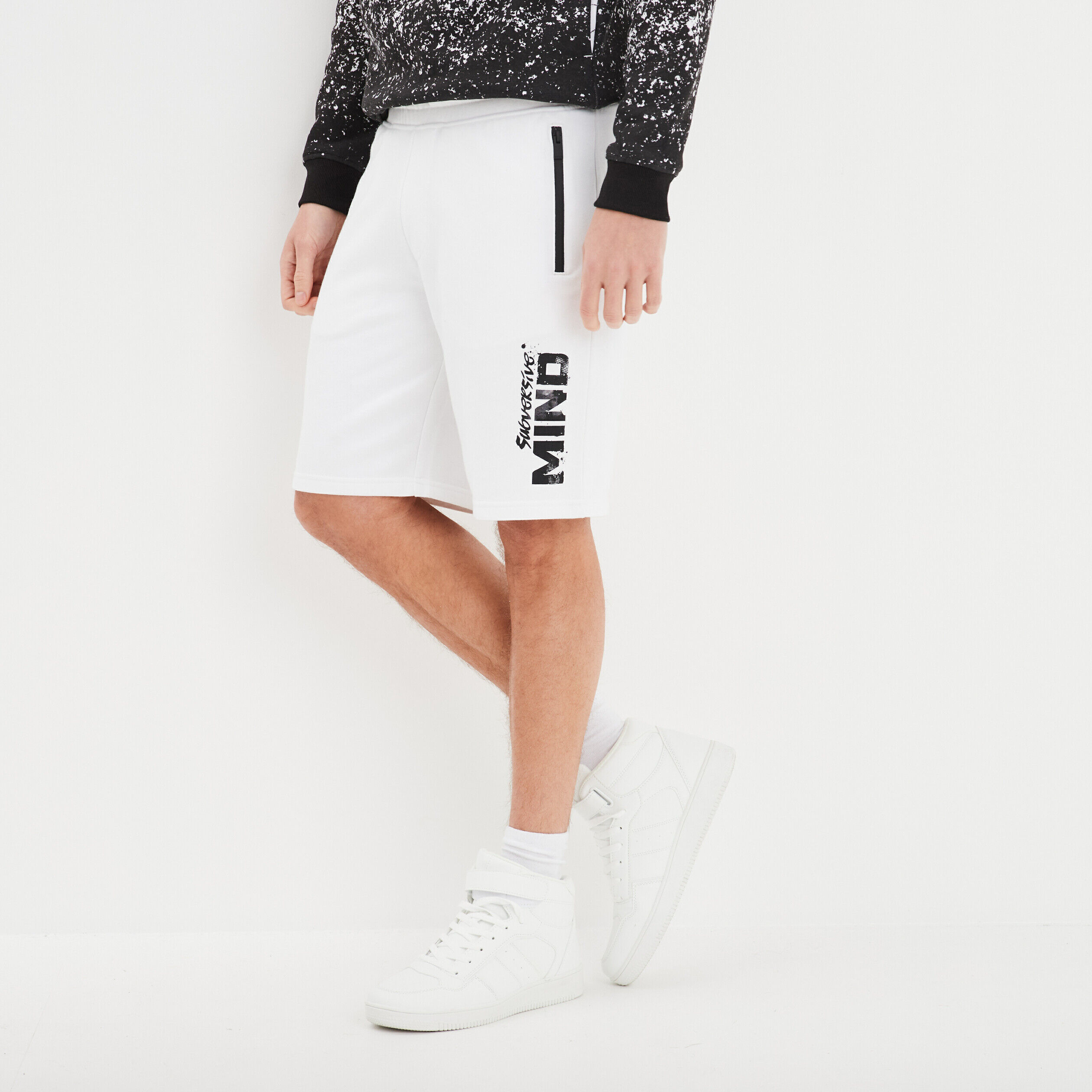 Short jogging droit avec poches zippées blanc homme LIBERTO