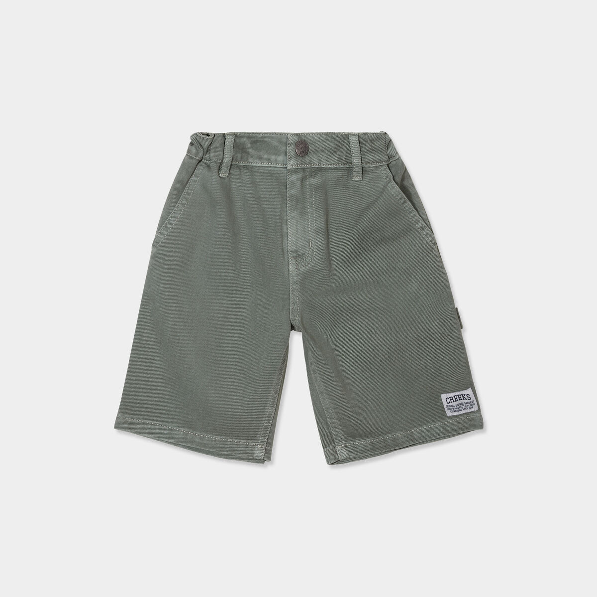 Bermuda large taille élastiquée coton vert kaki garçon