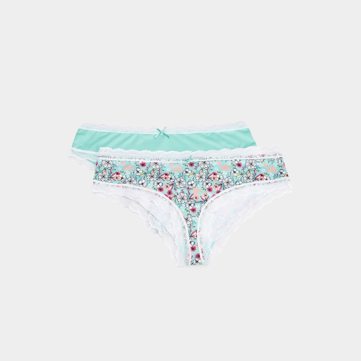 Lot 2 shortys microfibre vert femme