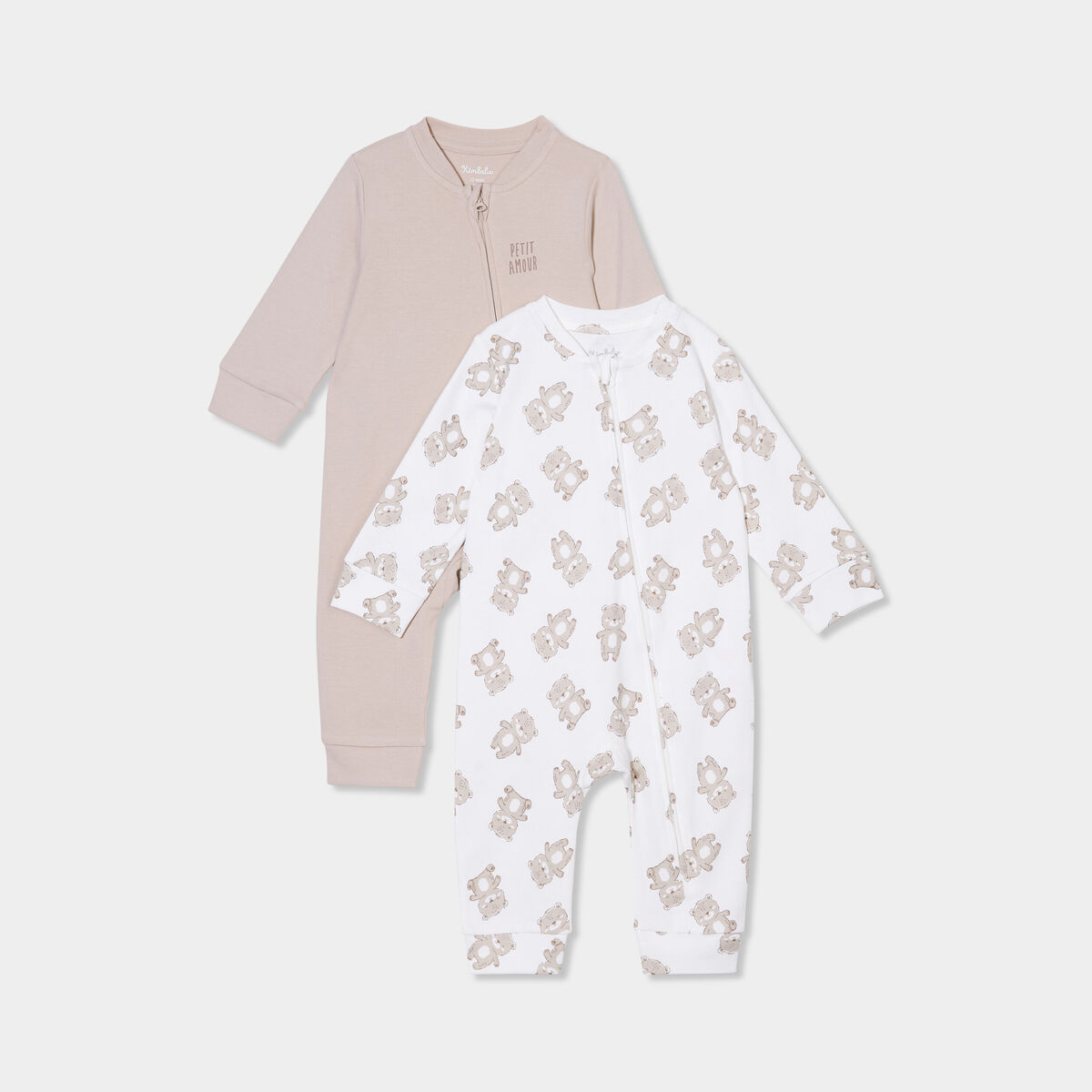Lot 2 dors-bien coton manches longues creme b&eacute;b&eacute;