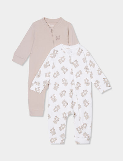 Lot 2 dors-bien coton manches longues creme bébé