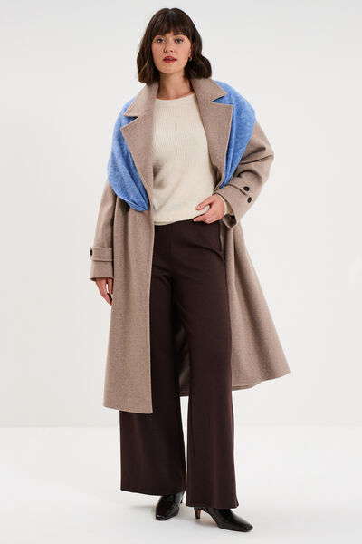 Pull col rond manches longues blanc femme