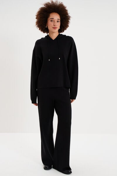 Sweat hoodie ample &agrave; capuche noir femme