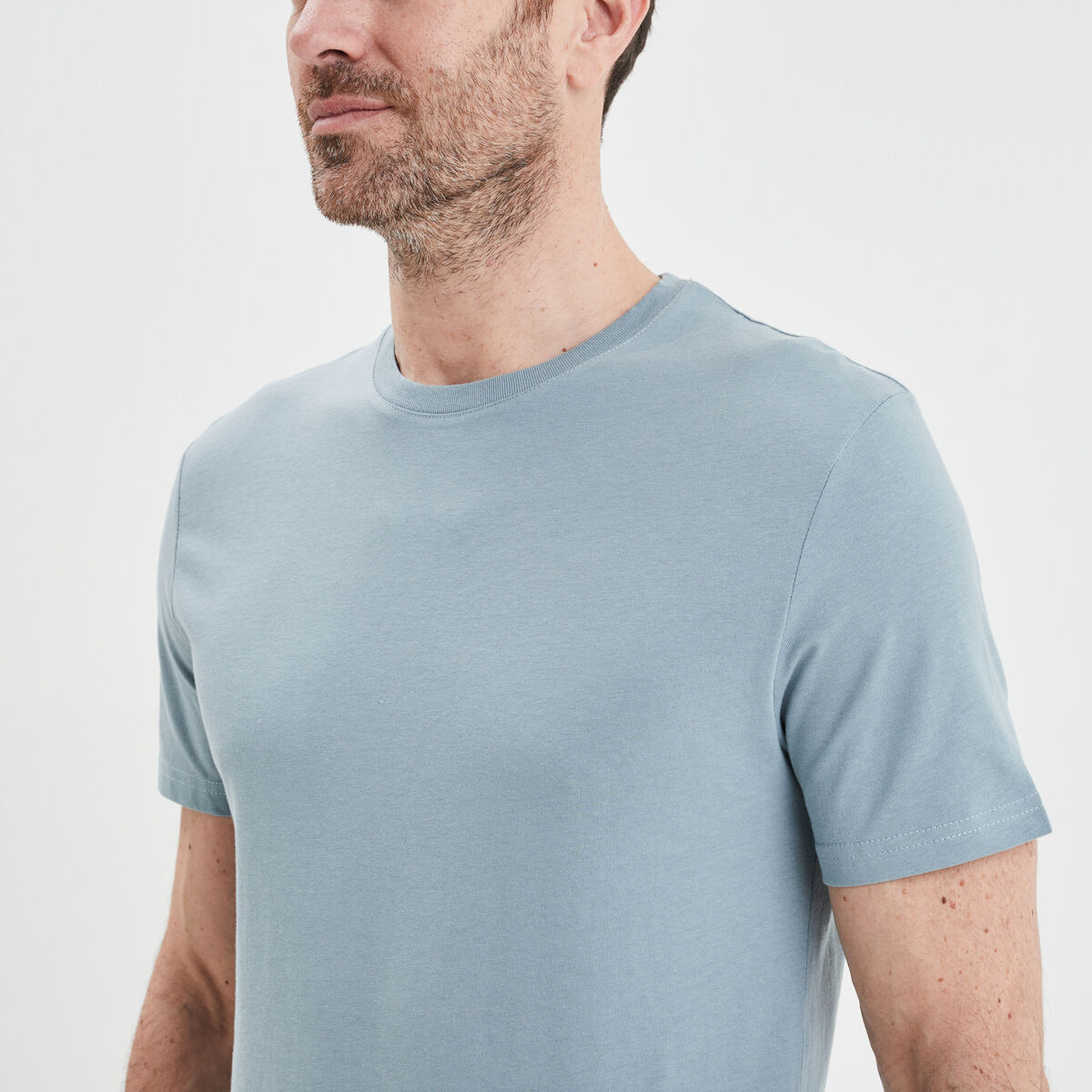 T-shirt droit en coton manches courtes gris homme