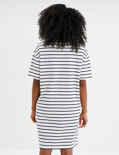 Robe t-shirt manches courtes coton ecru femme
