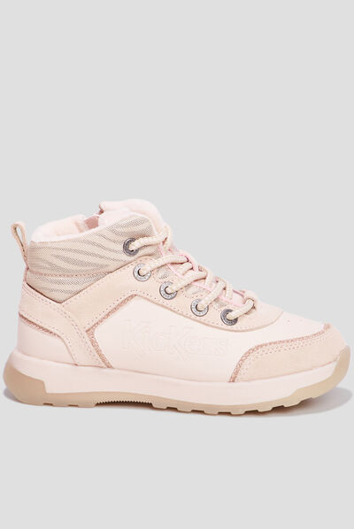Bottines zippées Kickers Fauna rose fille
