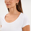 T-shirt coton col rond manches courtes blanc femme