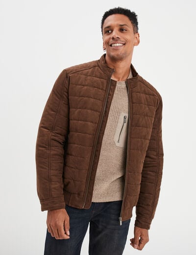 Blouson aspect suédine zippé Liberto marron homme