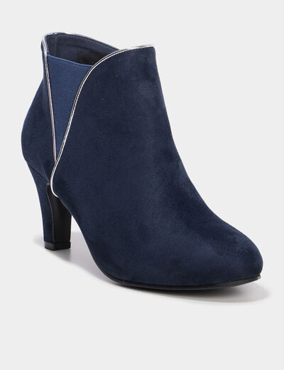 Bottines aspect daim &agrave; talons bleu marine femme