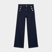 Jeans flare 7/8ème taille haute coton denim brut femme