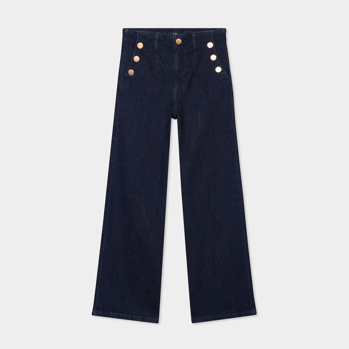 Jeans flare 7/8ème taille haute coton denim brut femme