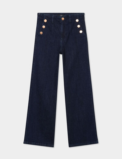 Jeans flare 7/8ème taille haute coton denim brut femme