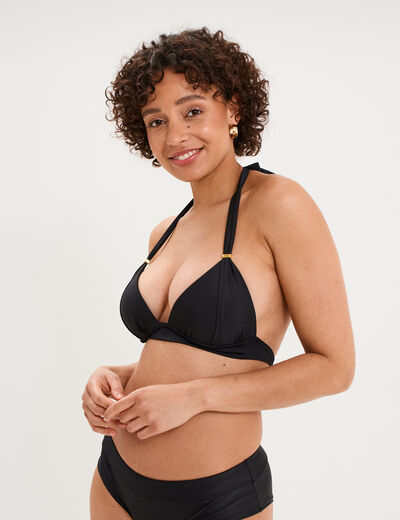 Haut de maillot de bain forme triangle noir femme