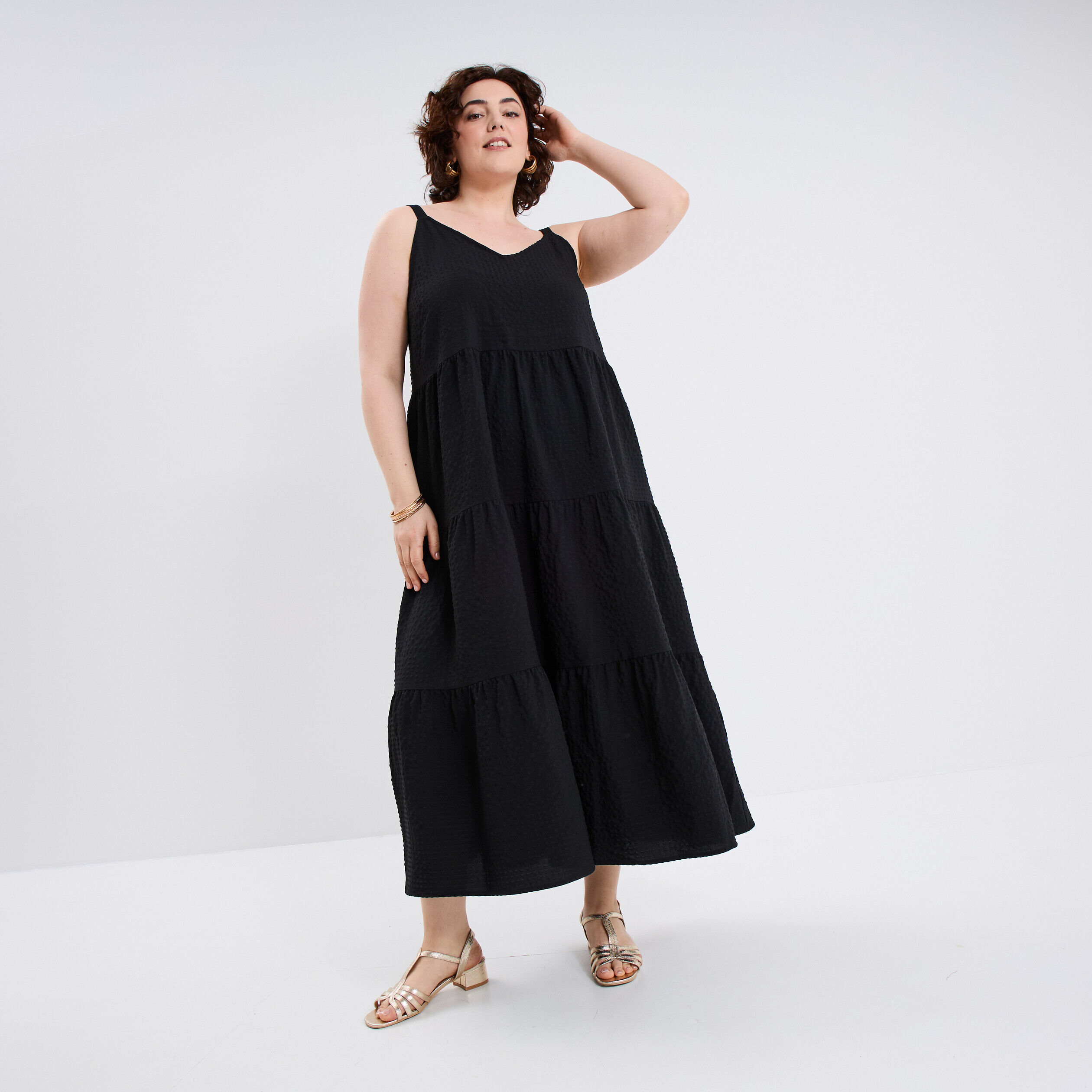 Robe longue bretelles noir femme grande taille MODAVISTA