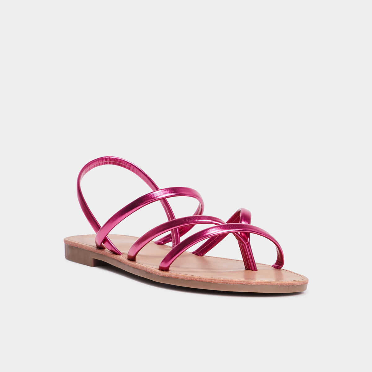 Sandales plates rose fushia femme