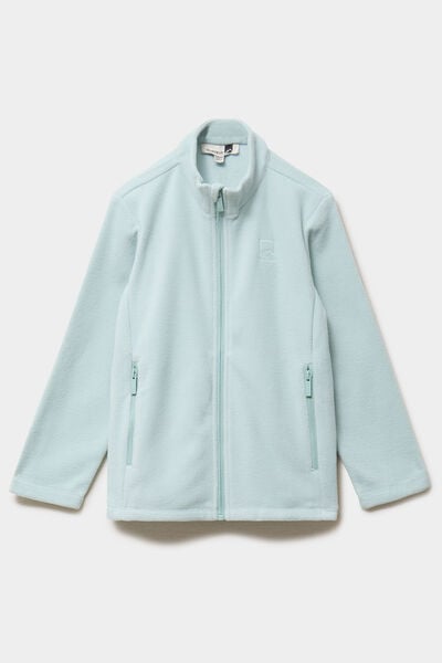 Gilet effet polaire zipp&eacute; col montant bleu gris fille
