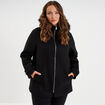 Manteau zipp&eacute; &agrave; capuche fausse fourrure noir femme grande taille
