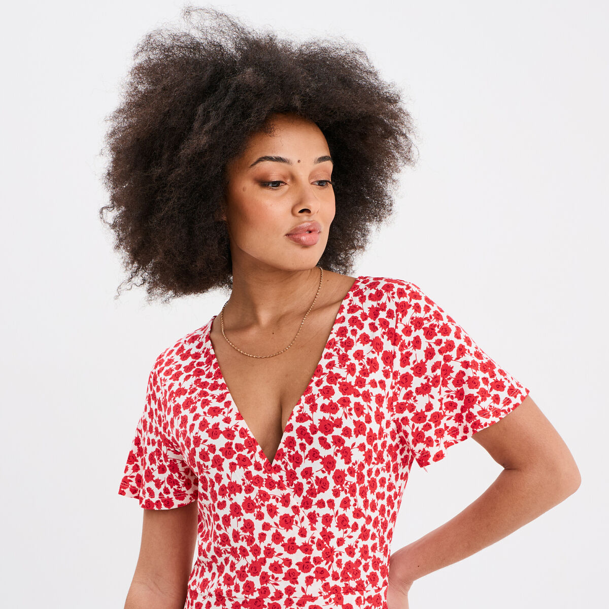 Robe patineuse manches courtes rouge femme