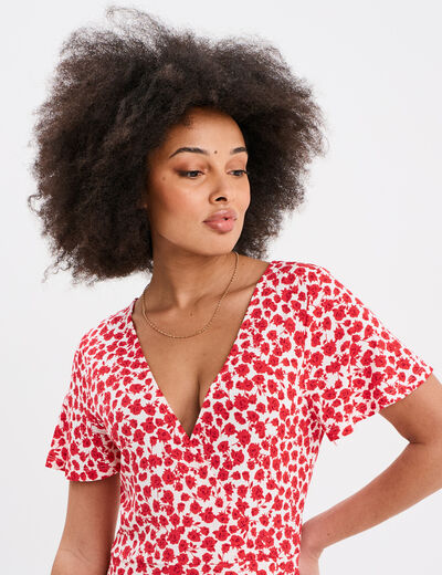 Robe patineuse manches courtes rouge femme