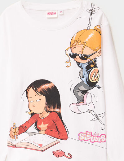 T-shirt manches longues Les Sisters blanc fille