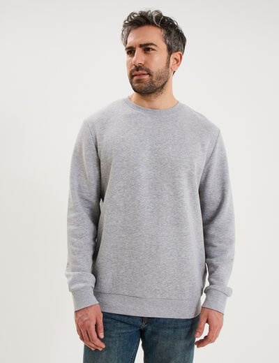 Sweat molleton col rond gris clair homme