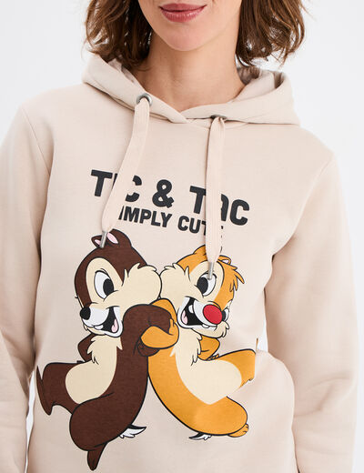 Sweat hoodie à capuche Tic et Tac sable femme