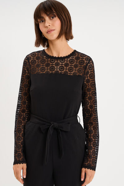 Combinaison pantalon avec dentelle noir femme