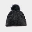 Bonnet &agrave; pompon noir femme