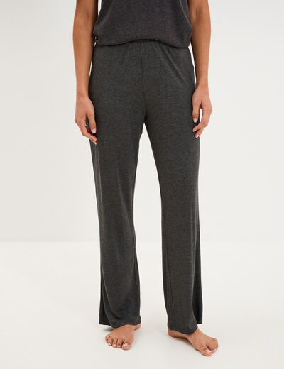 Pantalon fluide taille &eacute;lastiqu&eacute;e gris fonc&eacute; femme