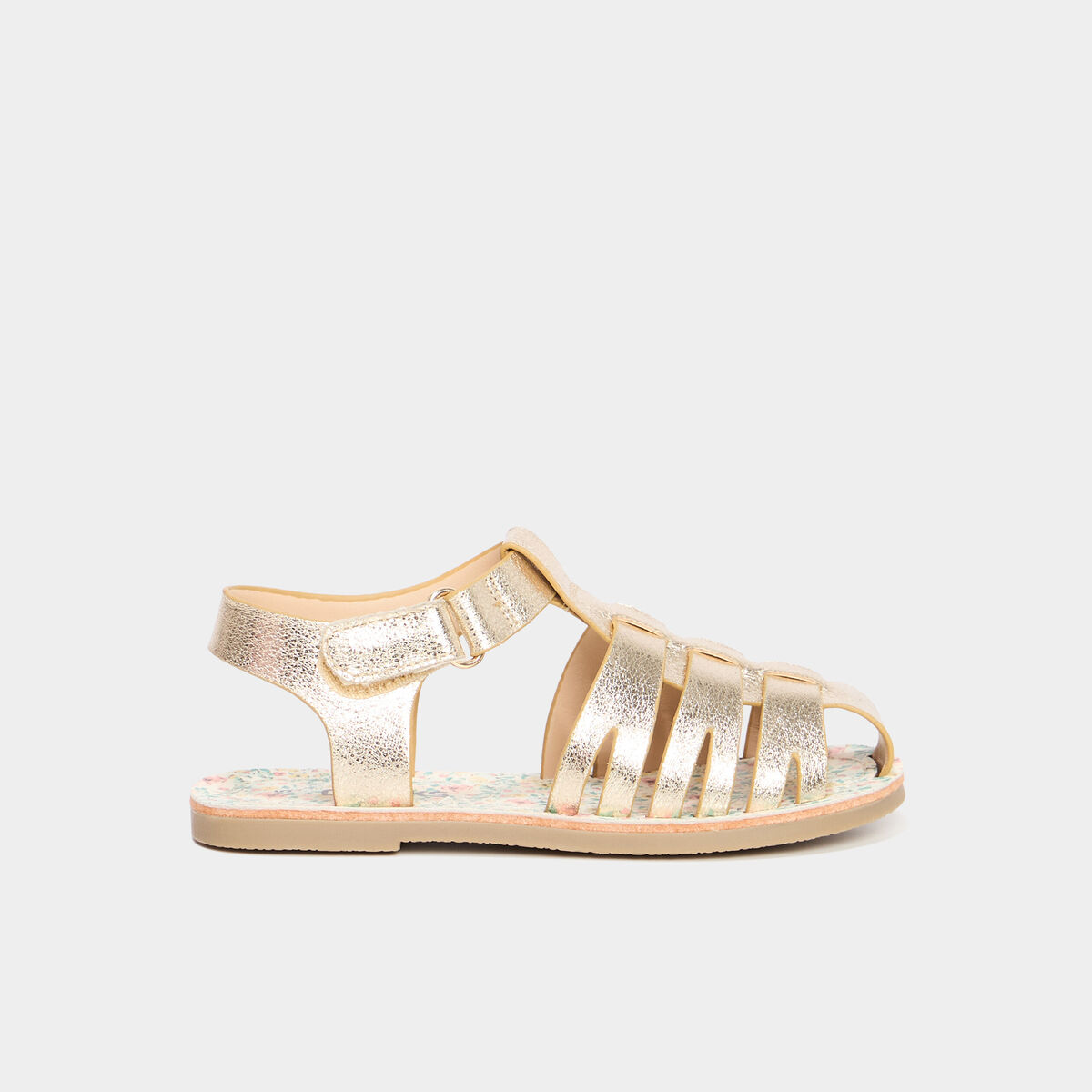 Sandales plates jaune or fille