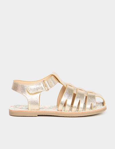 Sandales plates jaune or fille