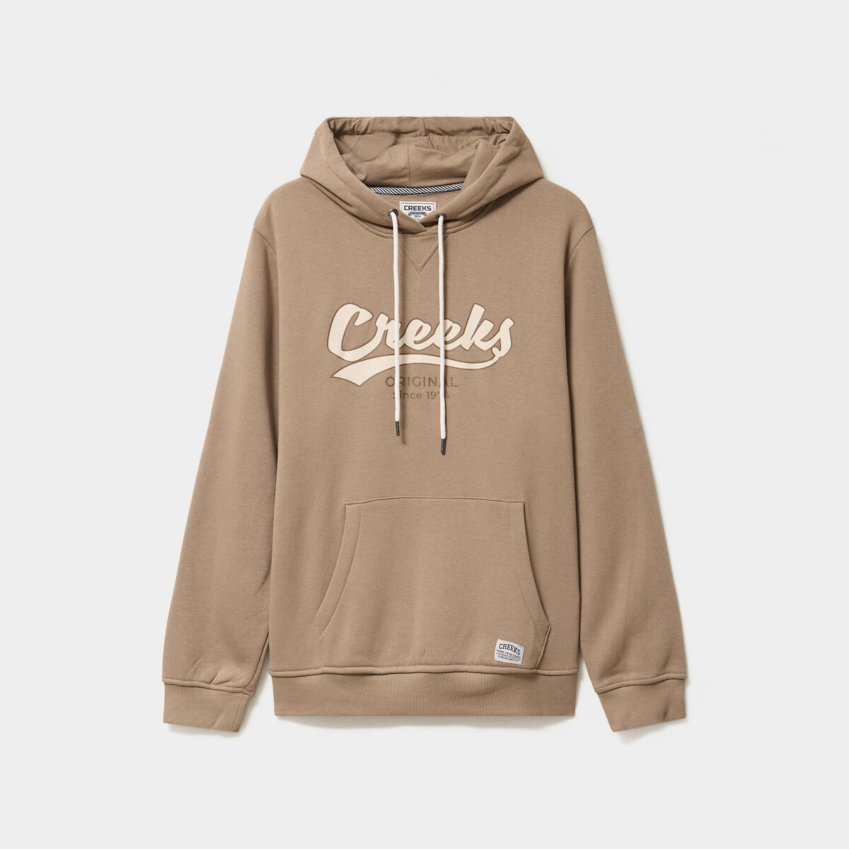 Sweat à capuche hoodie 1 poche taupe homme