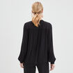 Blouse bandes ajourées col mao Liberto noir femme