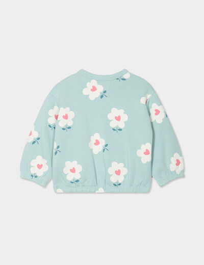 Sweat oversize manches longues col rond bleu gris bébé fille