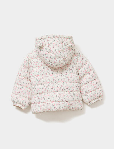 Doudoune à capuche poignets élastiqués ecru bébé fille