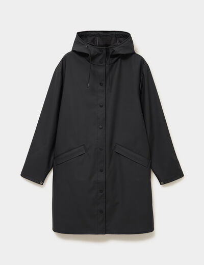 Parka imperm&eacute;able coupe-vent &agrave; capuche noir femme