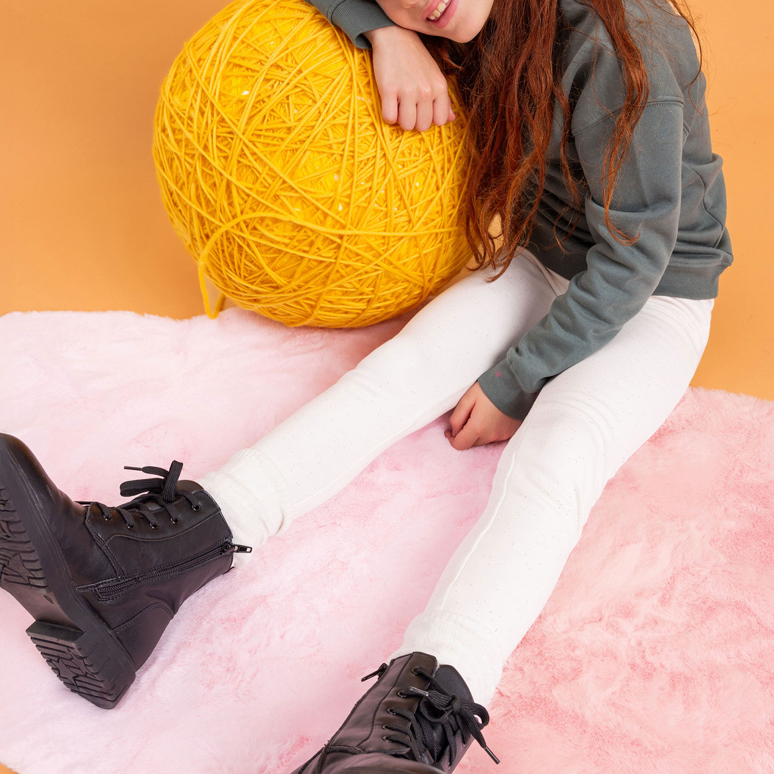 Legging doublé chaud beige fille LH