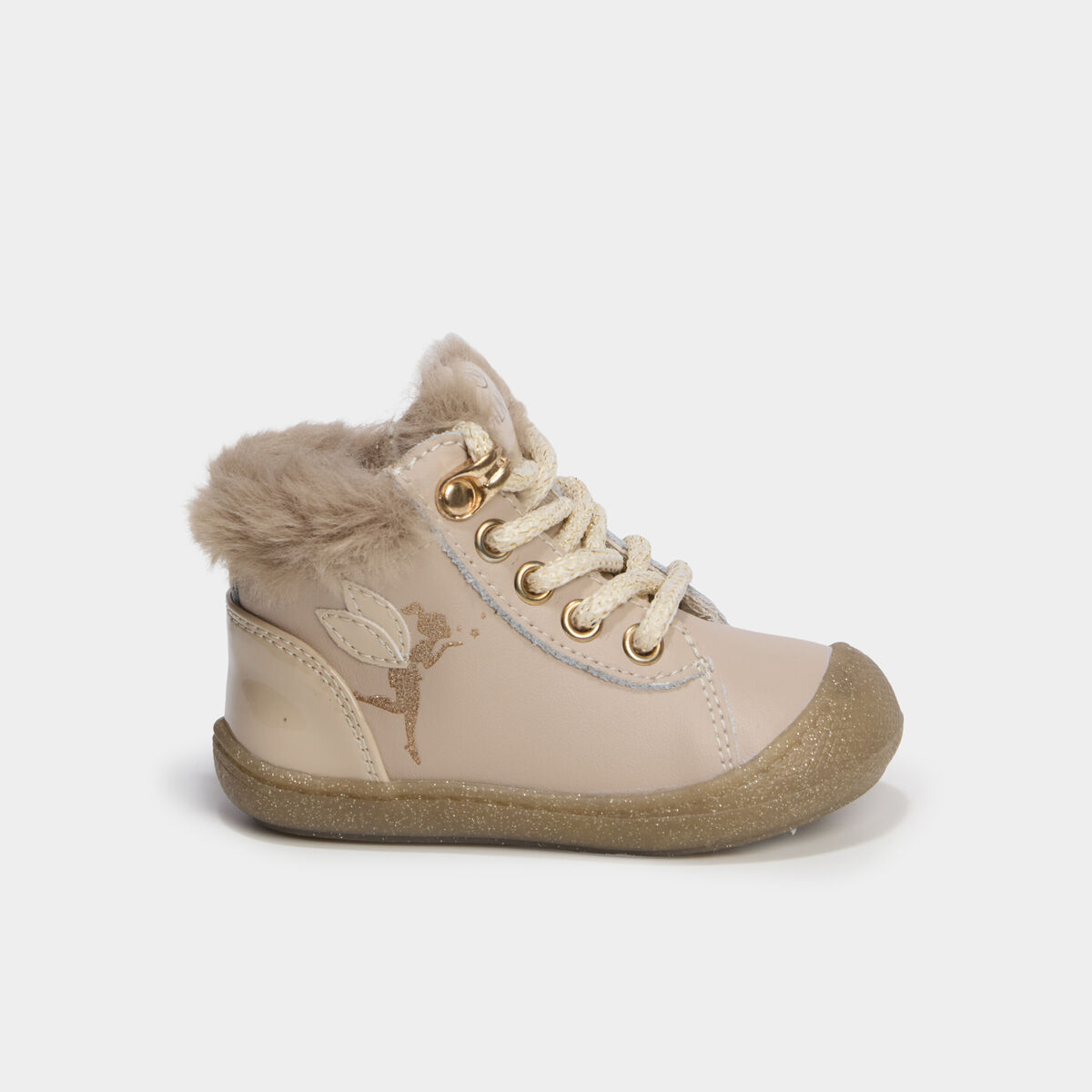Bottillons zipp&eacute;s en cuir semelle souple rose clair b&eacute;b&eacute; fille