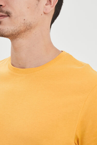 T-shirt en coton manches courtes jaune moutarde homme